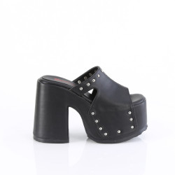 Demonia CAMEL-109 Black Vegan Chunky Platform Mules