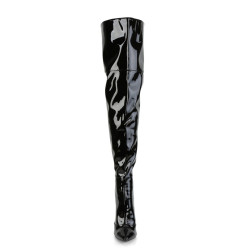 Pleaser COURTLY-3012 Black Stiletto Thigh High Boots