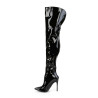 Pleaser COURTLY-3012 Black Stiletto Thigh High Boots