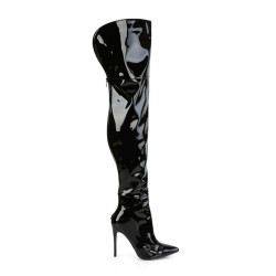 Pleaser COURTLY-3012 Black Stiletto Thigh High Boots