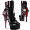 Pleaser DELIGHT-1012 Black-Red Patent Ankle Boots