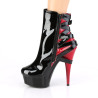 Pleaser DELIGHT-1012 Black-Red Patent Ankle Boots
