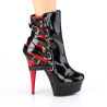 Pleaser DELIGHT-1012 Black-Red Patent Ankle Boots