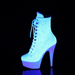Pleaser DELIGHT-1020LG Neon White Glitter Ankle Boots
