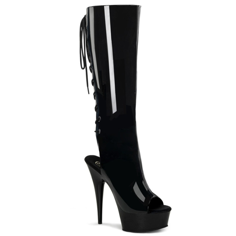 Pleaser DELIGHT-2018 Patent Platform Knee Boots Pleaser DELIGHT-2018 Patent Platform Knee Boots