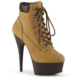 Pleaser DELIGHT-600TL-02 Tan Vegan Leather Brown Boots