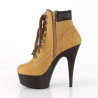 Pleaser DELIGHT-600TL-02 Tan Vegan Leather Brown Boots