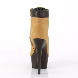 Pleaser DELIGHT-600TL-02 Tan Vegan Leather Brown Boots