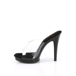 Fabulicious GLORY-501 Transparent Black Mules Women
