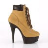 Pleaser DELIGHT-600TL-02 Tan Vegan Leather Brown Boots