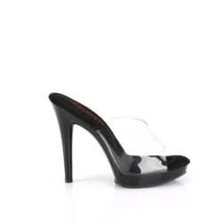 Fabulicious GLORY-501 Transparent Black Mules Women