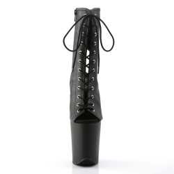 Pleaser FLAMINGO-1016 Black Vegan Leather Ankle Boots