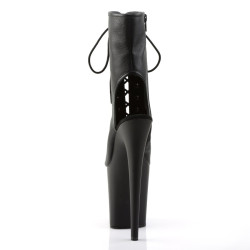 Pleaser FLAMINGO-1016 Black Vegan Leather Ankle Boots