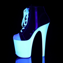 Pleaser FLAMINGO-800SK-02 Black Canvas Neon White Boots