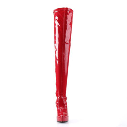 Devious INDULGE-3000 Red Platform Thigh High Boots