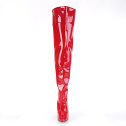 Pleaser SEDUCE-3010 Red Heeled Thigh High Boots