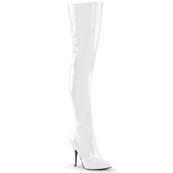 Pleaser SEDUCE-3010 White Heeled Thigh High Boots