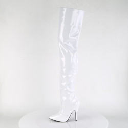 Pleaser SEDUCE-3010 White Heeled Thigh High Boots