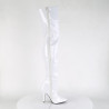 Pleaser SEDUCE-3010 White Heeled Thigh High Boots