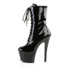 Pleaser SKY-1020 Black Patent High Heeled Ankle Boots