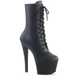 Pleaser SKY-1020 Black Vegan Leather Heeled Ankle Boots