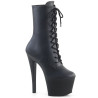Pleaser SKY-1020 Black Vegan Leather Heeled Ankle Boots