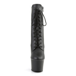 Pleaser SKY-1020 Black Vegan Leather Heeled Ankle Boots