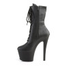 Pleaser SKY-1020 Black Vegan Leather Heeled Ankle Boots