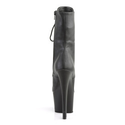 Pleaser SKY-1020 Black Vegan Leather Heeled Ankle Boots