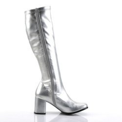 Funtasma GOGO-300 Silver Chunky Heel 70s Boots