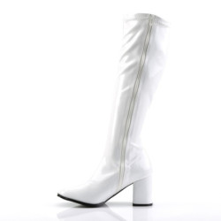 Funtasma GOGO-300 White Patent Chunky Heel 70s Boots