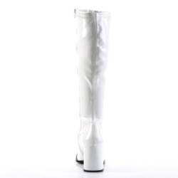 Funtasma GOGO-300 White Patent Chunky Heel 70s Boots