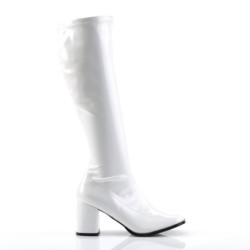 Funtasma GOGO-300 White Patent Chunky Heel 70s Boots