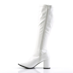 Funtasma GOGO-300 White Vegan Chunky Heel 70s Boots