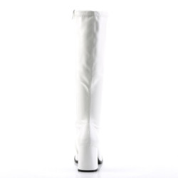 Funtasma GOGO-300 White Vegan Chunky Heel 70s Boots