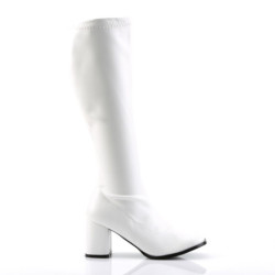 Funtasma GOGO-300 White Vegan Chunky Heel 70s Boots