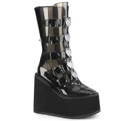 Demonia SWING-230C Smoke Platform Buckle Boots