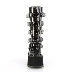 Demonia SWING-230C Smoke Platform Buckle Boots
