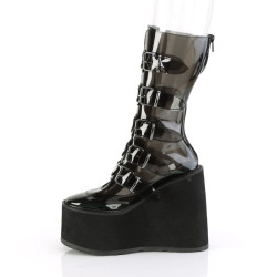 Demonia SWING-230C Smoke Platform Buckle Boots