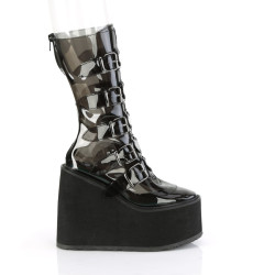 Demonia SWING-230C Smoke Platform Buckle Boots