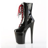 Pleaser XTREME-1020-1 Patent Black-Red Chrome Boots