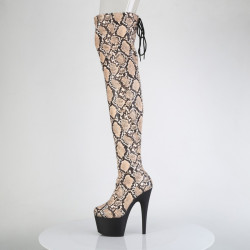 Pleaser ADORE-3008SP-BT Tan Brown Snake Print Black