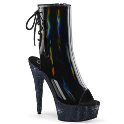 Pleaser BEJEWELED-1018DM-6 Black Hologram Patent Strass