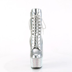 Pleaser BEJEWELED-1020-7 Silver Hologram Patent Strass