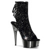 Pleaser DELIGHT-1018RS Black Velvet Pewter Strass Chrom