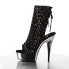 Pleaser DELIGHT-1018RS Black Velvet Pewter Strass Chrom