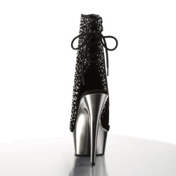 Pleaser DELIGHT-1018RS Black Velvet Pewter Strass Chrom