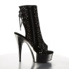 Pleaser DELIGHT-1018RS Black Velvet Pewter Strass Chrom