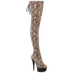 Pleaser DELIGHT-3008SP-BT Tan Brown Snake Print Black