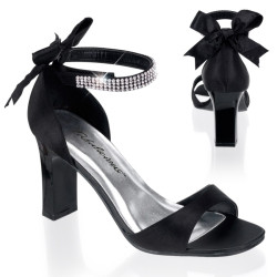 Pleaser Pink Label ROMANCE-372 Black Satin Sale Women